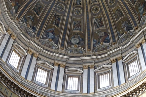 Vatican Prints: Dome and frescoes in St. Peters Basilica, Vatican, Rome, Lazio, Italy, Europe