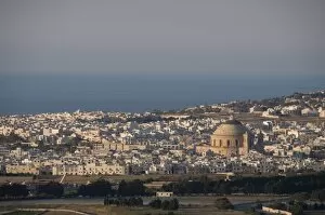 Images Dated 6th June 2008: The dome of Mosta in distance viewed from Mdina the fortress city, Malta, Europe