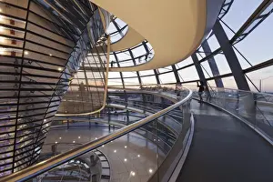 The Dome by Norman Foster, Reichstag Parliament Building at sunset, Mitte, Berlin