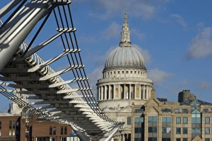 Millennium Bridge Prints: The Dome of St. Pauls Cathedral, London, England, United Kingdom, Europe