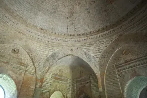 Bengal Prints: Domed interior and arches of the 15th century Lattan mosque