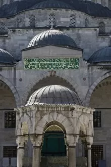 Detail of domes in courtyard, Blue Mosque, Istanbul, Turkey, Europe