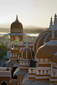 Images Dated 14th April 2009: Domes of Deogarh Mahal Palace hotel at dawn, Deogarh, Rajasthan, India, Asia