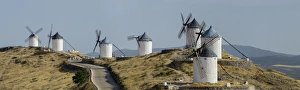 Castile La Mancha Prints: Don Quixote windmill panorama, Consuegra, Castile-La Mancha, Spain, Europe