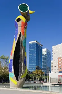 Parks Prints: Dona i Ocell (Woman and Bird) sculpture in Joan Miro Park