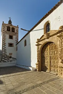 Betancuria Prints: Door and belltower of the 17th century Santa Maria Cathedral in this historic former capital