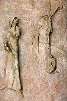 Depiction Prints: Door sculpture, Annunciation Basilica, Nazareth, Galilee, Israel, Middle East