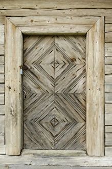 Lithuanian Prints: Door detail of a traditional Lithuanian farmstead from