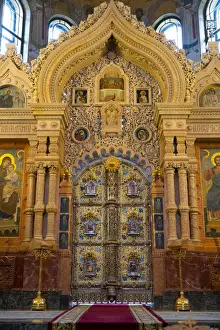 Gilded Prints: Doorway within The Church on the Spilled Blood, UNESCO World Heritage Site, St. Petersburg