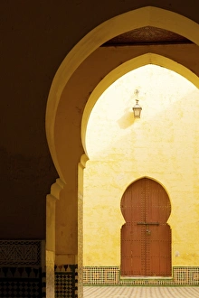 Typically Moroccan Prints: Doorways and arches in the Mausoleum of Moulay Ismail, Meknes, Morocco, North Africa