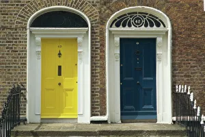 Dublin Prints: Two doorways with painted doors on Bride Street in Dublin