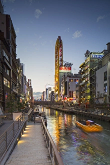 Blurry Prints: Dotombori at dusk, Osaka, Kansai, Japan, Asia