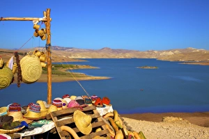 Straw Hat Prints: Douar Nzala Lake, Morocco, North Africa, Africa