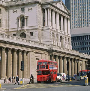 Walk Prints: Double decker bus in front of the Bank of England, Threadneedle Street