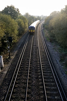 Tracks Prints: Double railway tracks, Surrey, England, United Kingdom, Europe