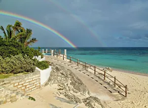 Rainbow Prints: Double rainbow over Pink Beach West, Smiths, Bermuda, Atlantic