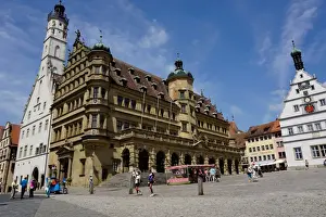 Franconia Prints: The double town hall in the market square in Rothenburg ob der Tauber