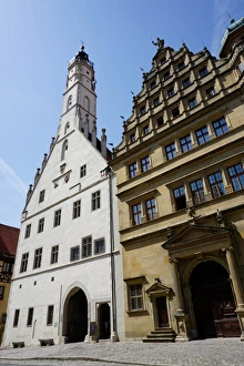 The double town hall in Rothenburg ob der Tauber, Romantic Road, Franconia, Bavaria, Germany, Europe