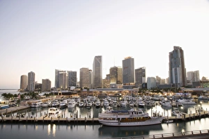 Downtown skyline and Bayside Marina, Miami, Florida, United States of America