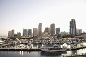 Images Dated 31st January 2008: Downtown skyline and Bayside Marina, Miami, Florida, United States of America