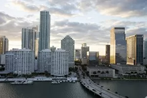 Downtown skyline at sunset, Miami, Florida, United States of America, North America