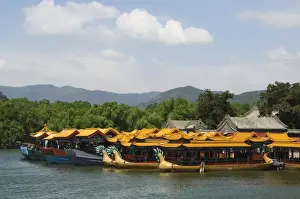Yihe Yuan Prints: Dragon boats on Kunming Lake at Yihe Yuan (The Summer Palace), UNESCO World Heritage Site