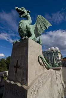 Images Dated 16th August 2008: Dragon bridge in the center of Lublijana, Slovenia, Europe