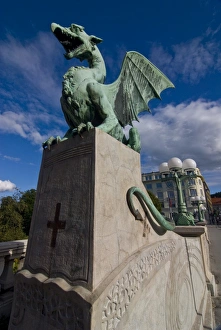 Images Dated 16th August 2008: Dragon bridge in the center of Lublijana, Slovenia, Europe