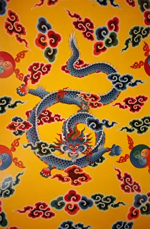 Dragon Prints: Dragon wall painting, Kopan monastery, Kathmandu, Nepal, Asia
