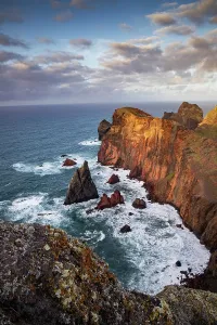 Layer Prints: dramatic coastline with rocks of Madeira, Portugal
