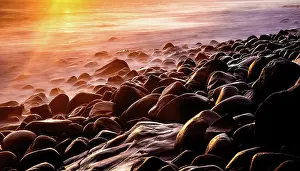Madeira Prints: Dramatic coastline with rocks during sunset in Madeira, Spain