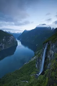 Images Dated 22nd June 2009: The dramatic Geiranger Fjord illuminated at dusk, UNESCO World Heritage Site, More og Romsdal