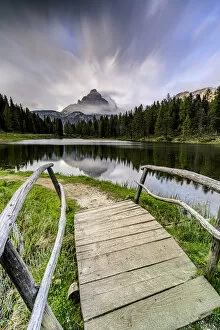 Dolomites Gallery: Dramatic sky with clouds over Tre Cime di Lavaredo, view from lake Antorno at dawn, Dolomites