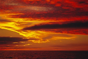 South Pole Prints: Dramatic sky and red clouds at sunset, Antarctica, , Polar Regions