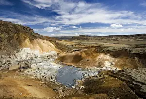 Mineral Prints: Dramatic volcanic landscape with mudpools in geothermal area on Reykjanes Peninsula