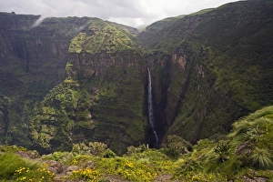 Dramatic waterfall near Sankaber, UNESCO World Heritage Site, Simien Mountains National Park