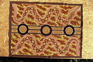 Indigenous Prints: A dream painting with snakes of the Walpiri Tribe, Australia, Pacific