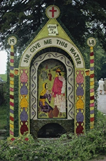 Wells Prints: Well dressed with moss, seeds and petals, Tissington, Derbyshire, England