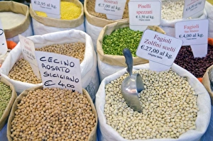 Vege Table Prints: Dried beans and peas, Market of Sant Ambrogio, Florence (Firenze), Tuscany