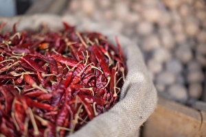Dried Prints: Dried chillies, Dambulla, Sri Lanka, Asia