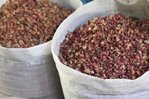 Images Dated 16th September 2009: Dried rose petals for sale in the Spice Souk, Deira, Dubai, United Arab Emirates