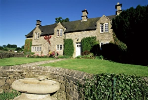 Trough Prints: Drinking trough and traditional farmhouse, Tissington, Peak District National Park