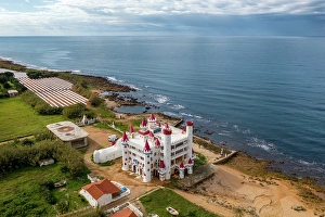 Enchanting Prints: Drone aerial view of abandoned Fairytale Castle