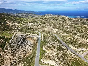 Chalkidiki Prints: Drone aerial view of Kriaritsi project area with abandoned roads in the south of Greece