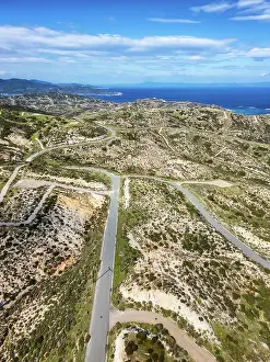 Chalkidiki Prints: Drone aerial view of Kriaritsi project area with abandoned roads in the south of Greece