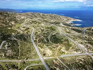 Chalkidiki Prints: Drone aerial view of Kriaritsi project area with abandoned roads in the south of Greece