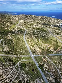 Destinations Prints: Drone aerial view of Kriaritsi project area with abandoned roads in the south of Greece