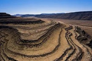 Barren Prints: A drone shot of the Fish River Canyon, the second largest canyon in the world, Namibia