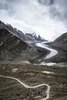 Ladakh Prints: Dropping down from Penzi La, looking at the glacial moraine that feeds into the Stod River