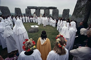 Ceremonies Prints: Druids at Stonehenge, Wiltshire, England, United Kingdom, Europe